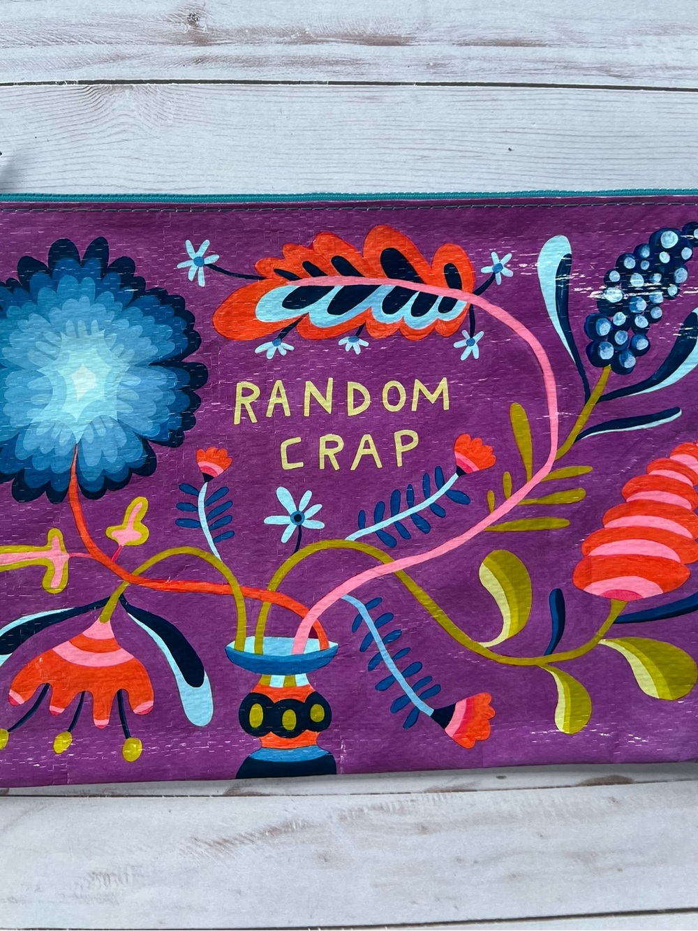 BLUE Q Random Crap Floral Zipper Jumbo Pouch